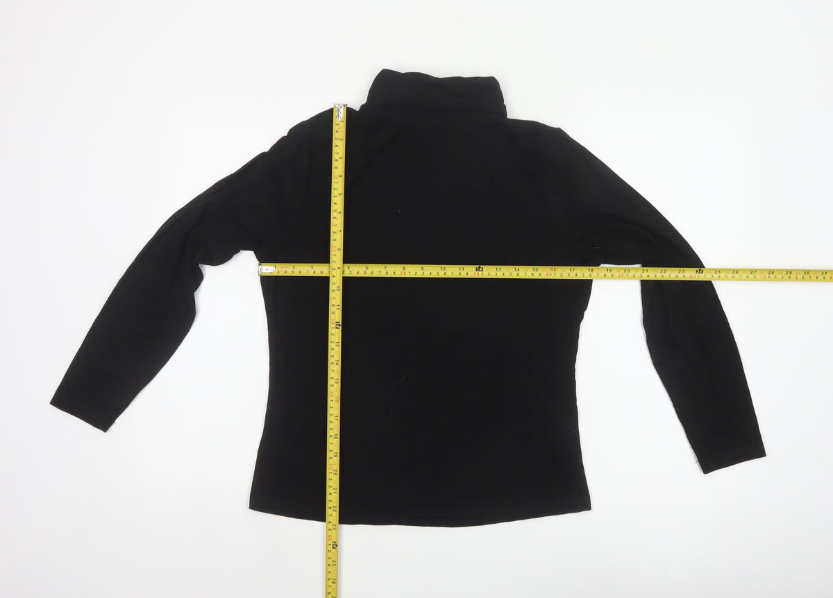 WoolOvers Women’s Black M Jersey Roll Neck Long Sleeve Top
