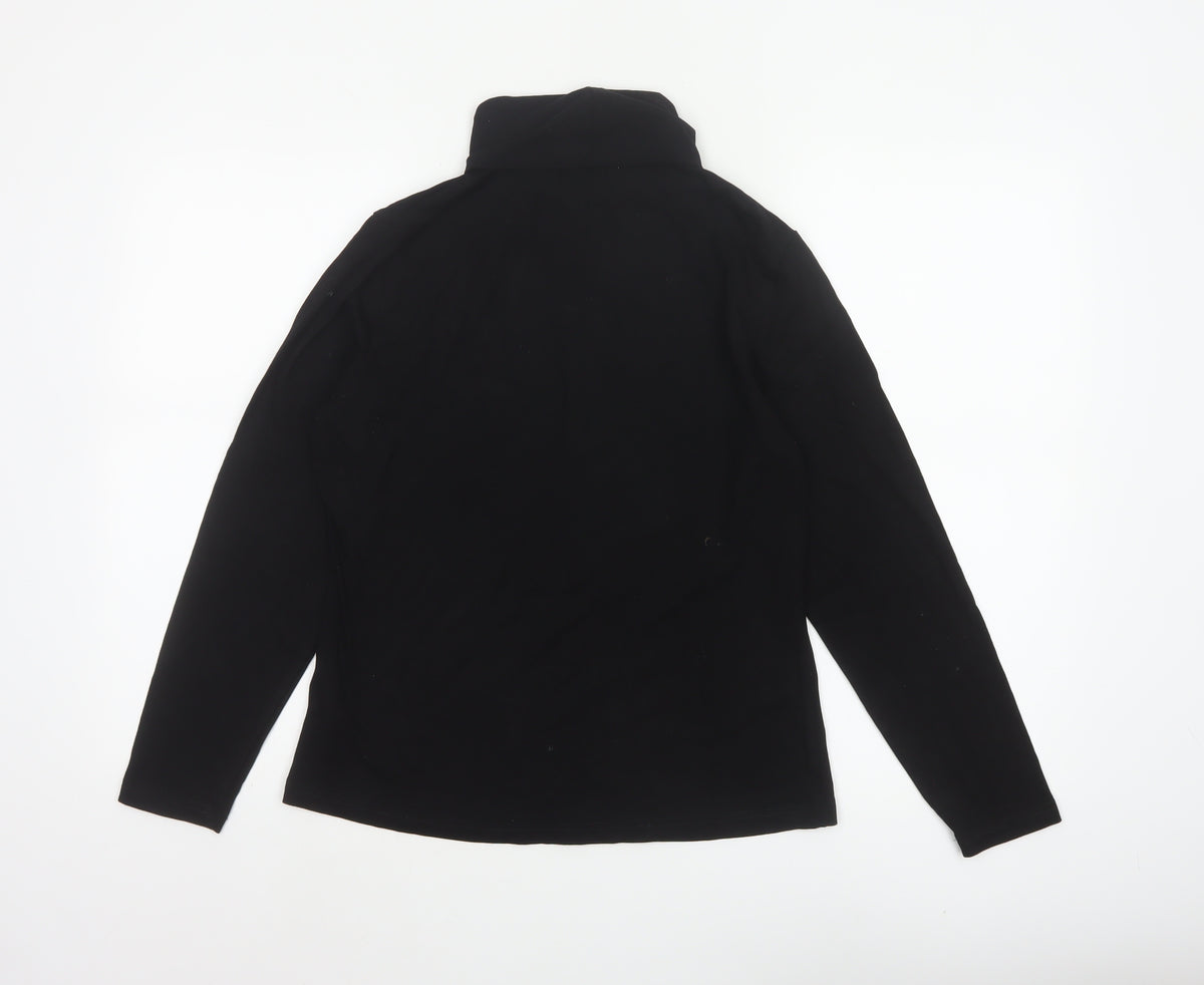 WoolOvers Women’s Black M Jersey Roll Neck Long Sleeve Top
