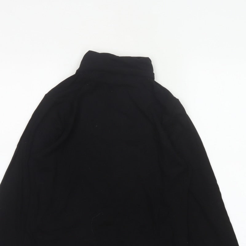 WoolOvers Women’s Black M Jersey Roll Neck Long Sleeve Top
