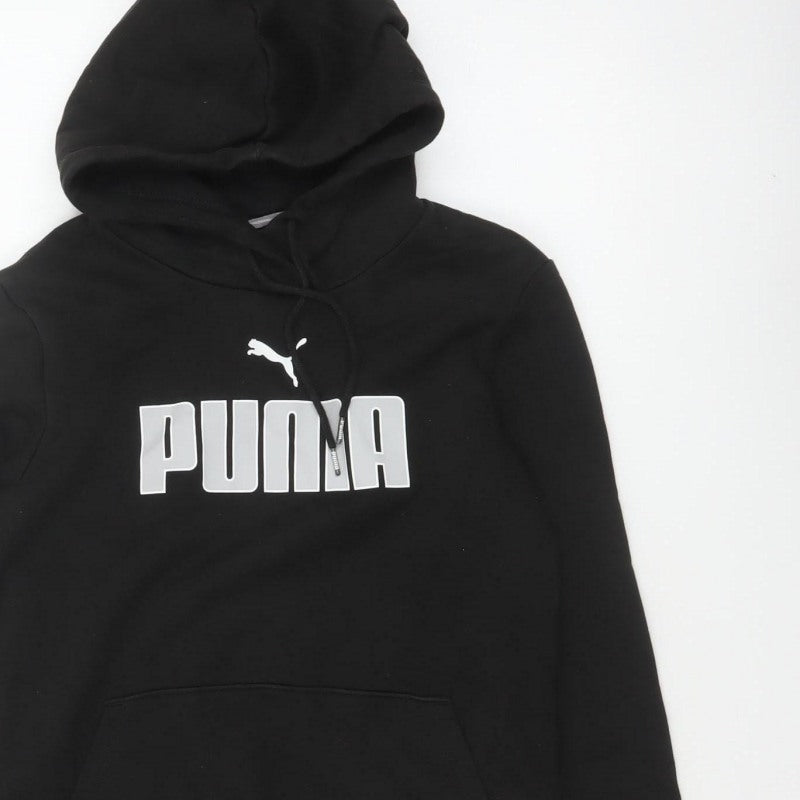Puma Women’s Black S Pullover Hoodie Logo Graphic Pocket