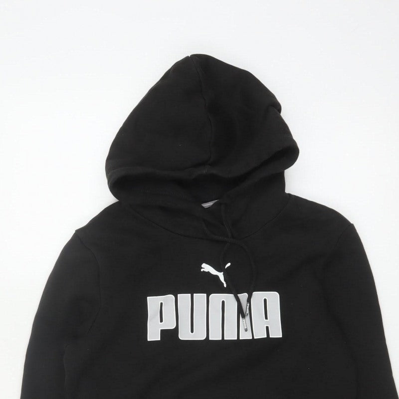Puma Women’s Black S Pullover Hoodie Logo Graphic Pocket