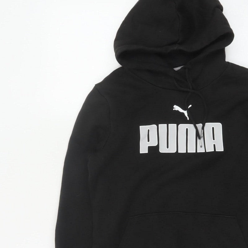 Puma Women’s Black S Pullover Hoodie Logo Graphic Pocket