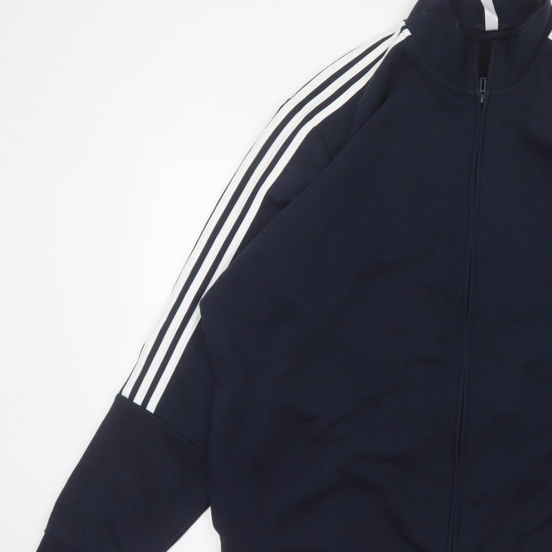 Adidas Men’s Navy 2XL Basic Jacket Full Zip 3 Stripe Sports