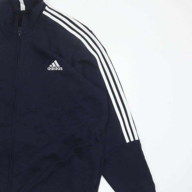 Adidas Men’s Navy 2XL Basic Jacket Full Zip 3 Stripe Sports