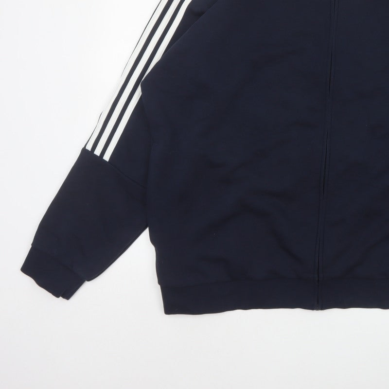 Adidas Men’s Navy 2XL Basic Jacket Full Zip 3 Stripe Sports