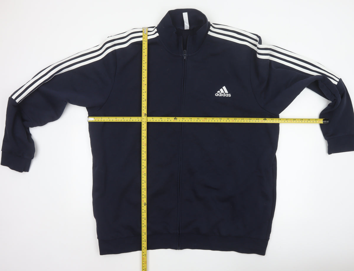 Adidas Men’s Navy 2XL Basic Jacket Full Zip 3 Stripe Sports