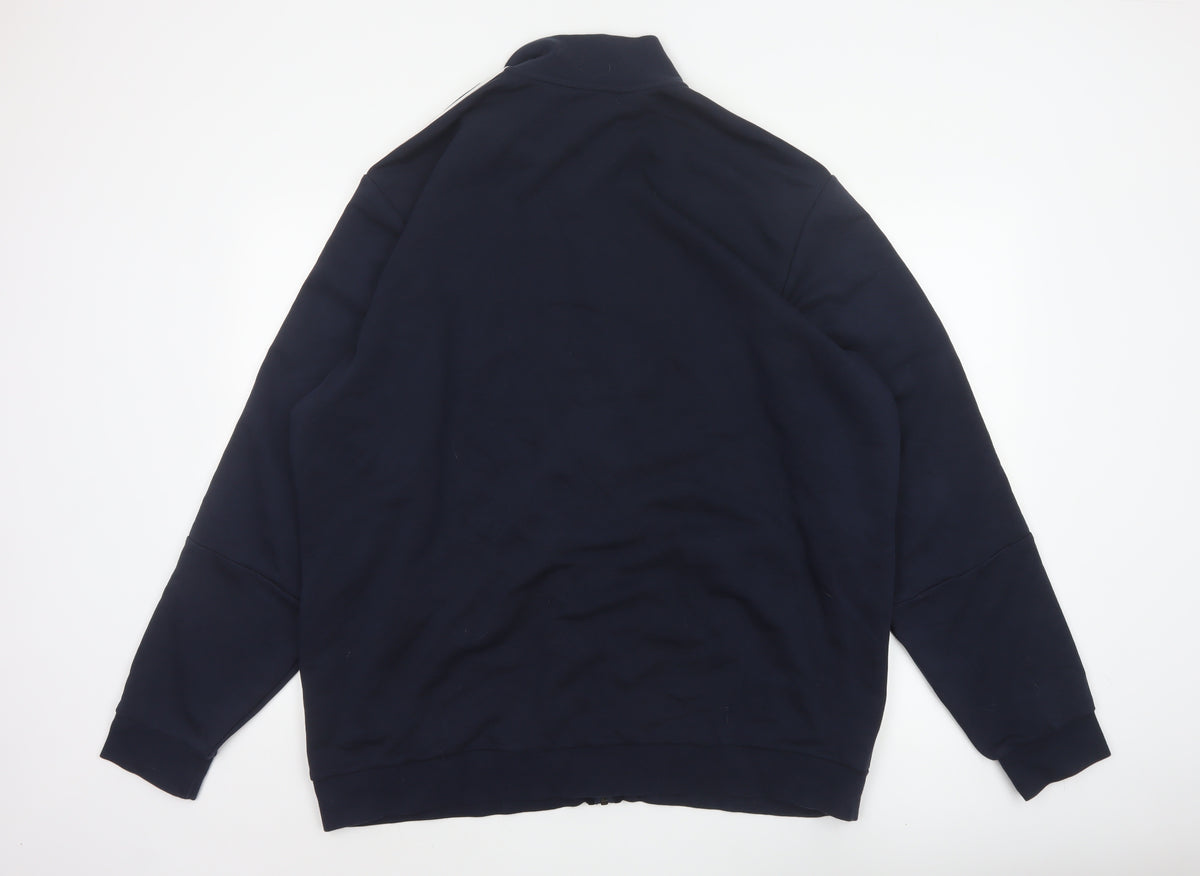 Adidas Men’s Navy 2XL Basic Jacket Full Zip 3 Stripe Sports