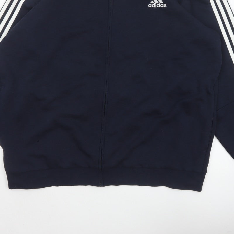 Adidas Men’s Navy 2XL Basic Jacket Full Zip 3 Stripe Sports