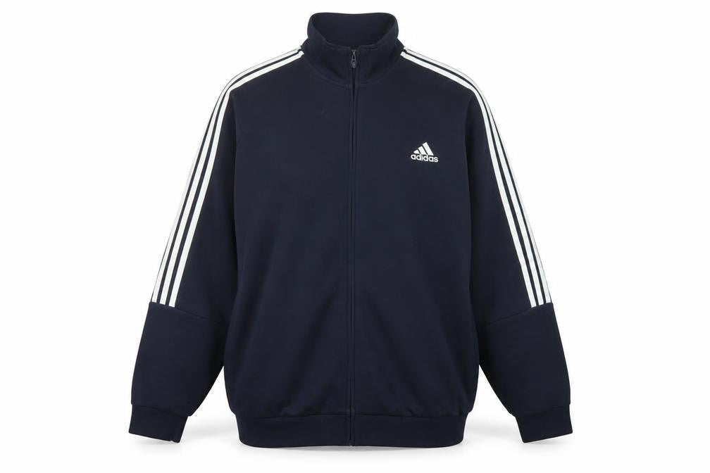 Adidas Men’s Navy 2XL Basic Jacket Full Zip 3 Stripe Sports