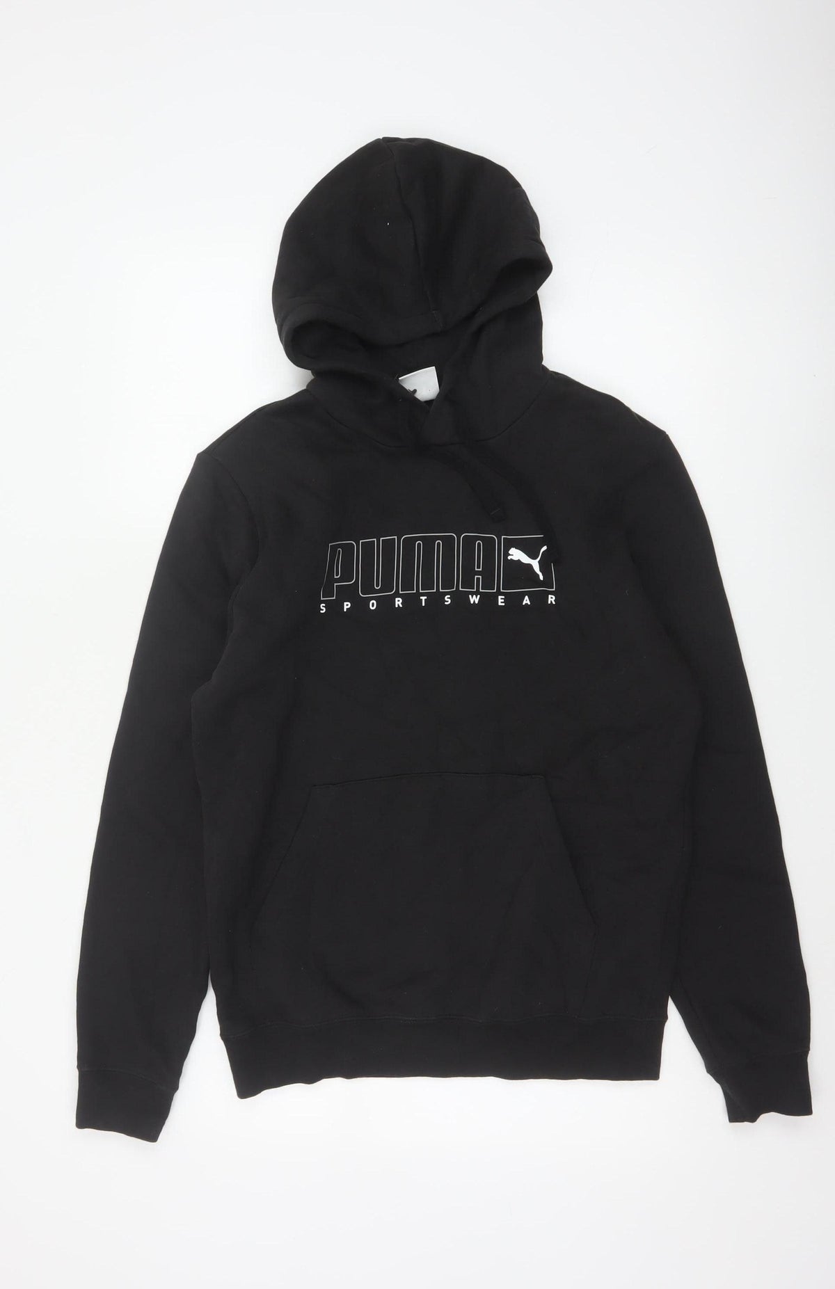Puma Men Black S Pullover Hoodie Logo Graphic Print Sportswear