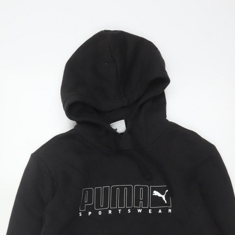 Puma Men Black S Pullover Hoodie Logo Graphic Print Sportswear
