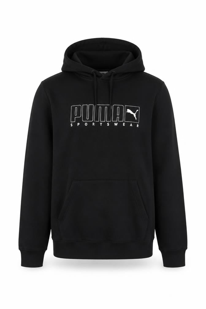 Puma Men Black S Pullover Hoodie Logo Graphic Print Sportswear