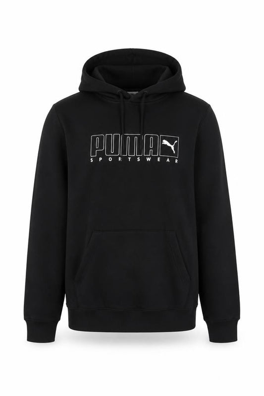 Puma Men Black S Pullover Hoodie Logo Graphic Print Sportswear