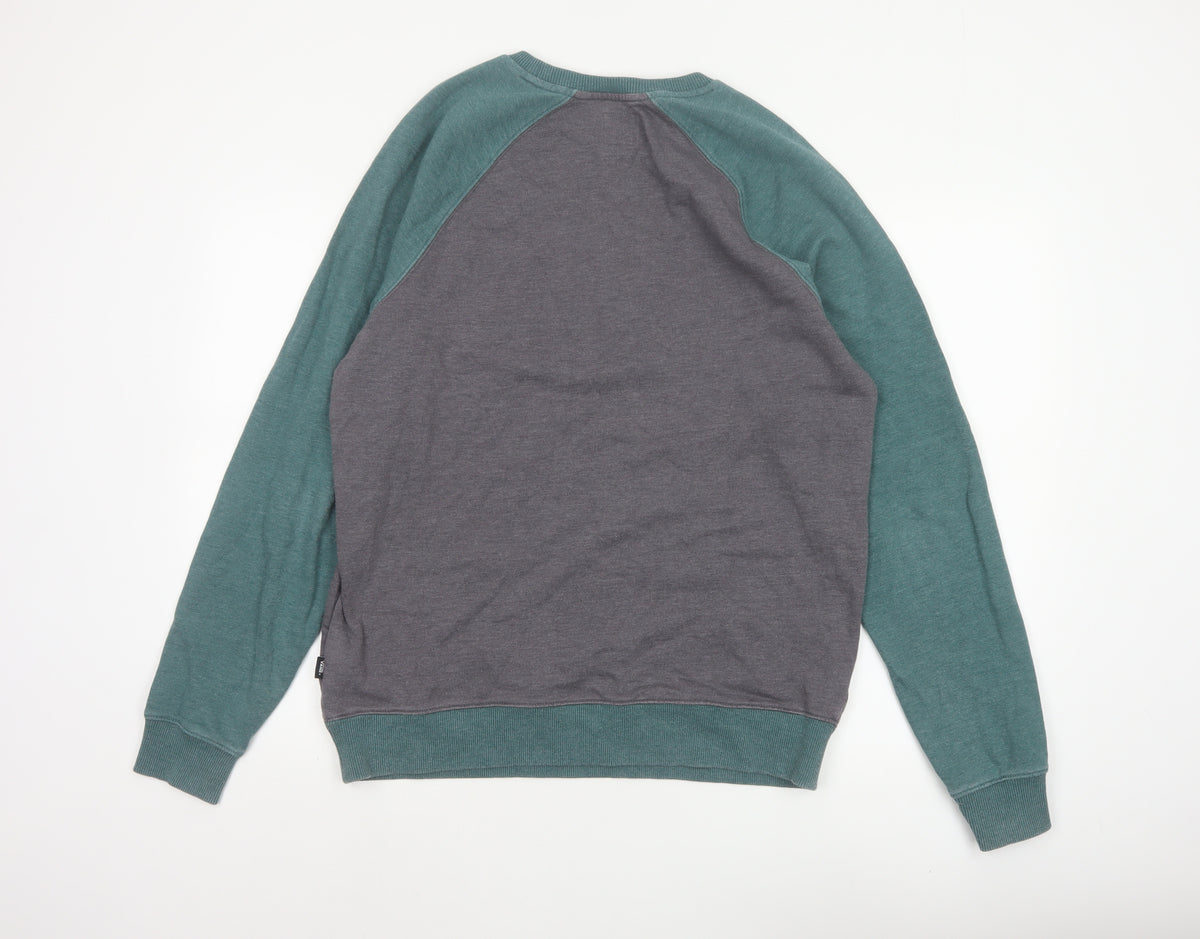 Vans Men’s Grey Green Medium Raglan Logo Crew Neck Pullover Sweatshirt
