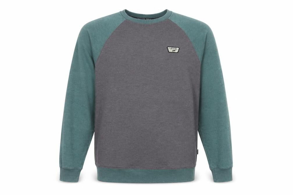 Vans Men’s Grey Green Medium Raglan Logo Crew Neck Pullover Sweatshirt
