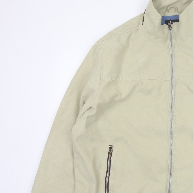 Uno Camicie Men’s Beige 2XL Bomber Jacket Full Zip Stand-Up Collar