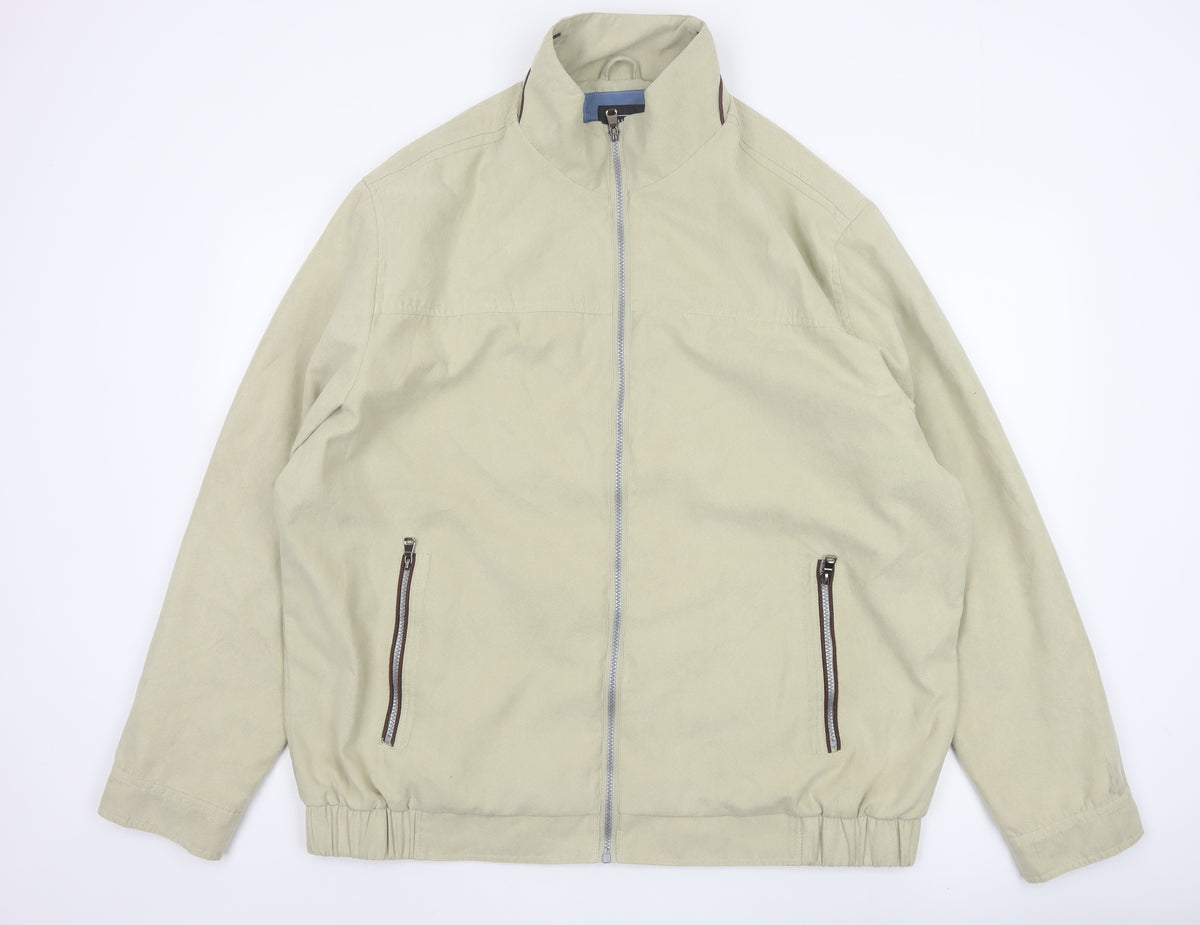 Uno Camicie Men’s Beige 2XL Bomber Jacket Full Zip Stand-Up Collar