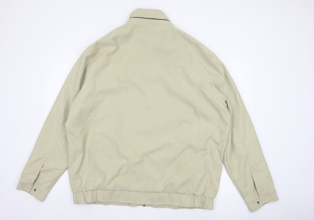 Uno Camicie Men’s Beige 2XL Bomber Jacket Full Zip Stand-Up Collar