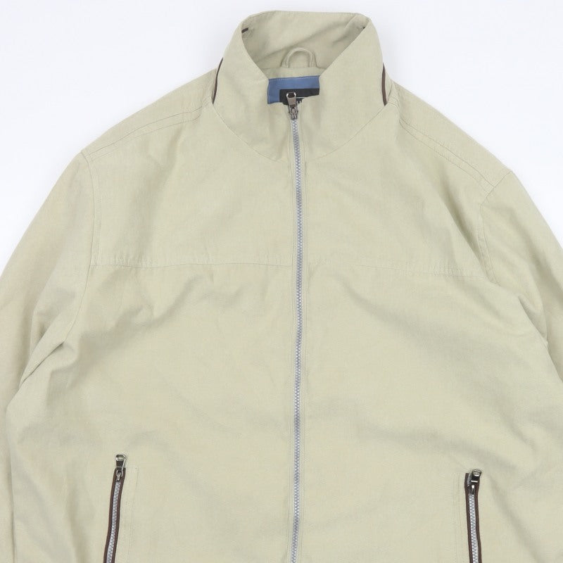 Uno Camicie Men’s Beige 2XL Bomber Jacket Full Zip Stand-Up Collar