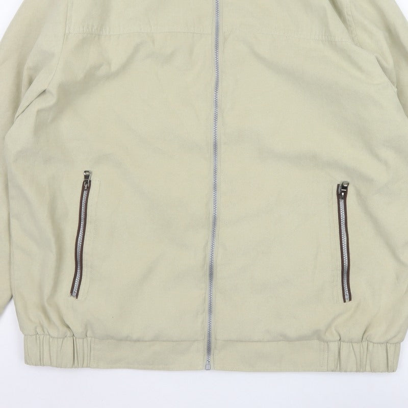Uno Camicie Men’s Beige 2XL Bomber Jacket Full Zip Stand-Up Collar