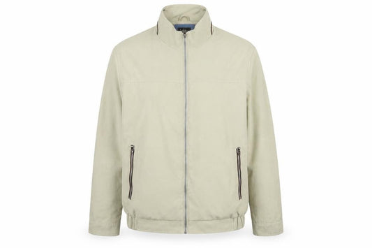 Uno Camicie Men’s Beige 2XL Bomber Jacket Full Zip Stand-Up Collar