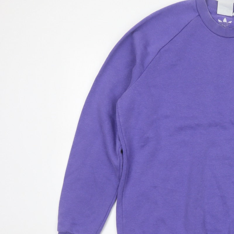 Adidas Men's Purple S Pullover Crew Neck Logo Fleece Sweatshirt