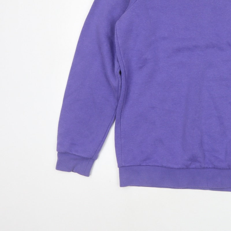 Adidas Men's Purple S Pullover Crew Neck Logo Fleece Sweatshirt