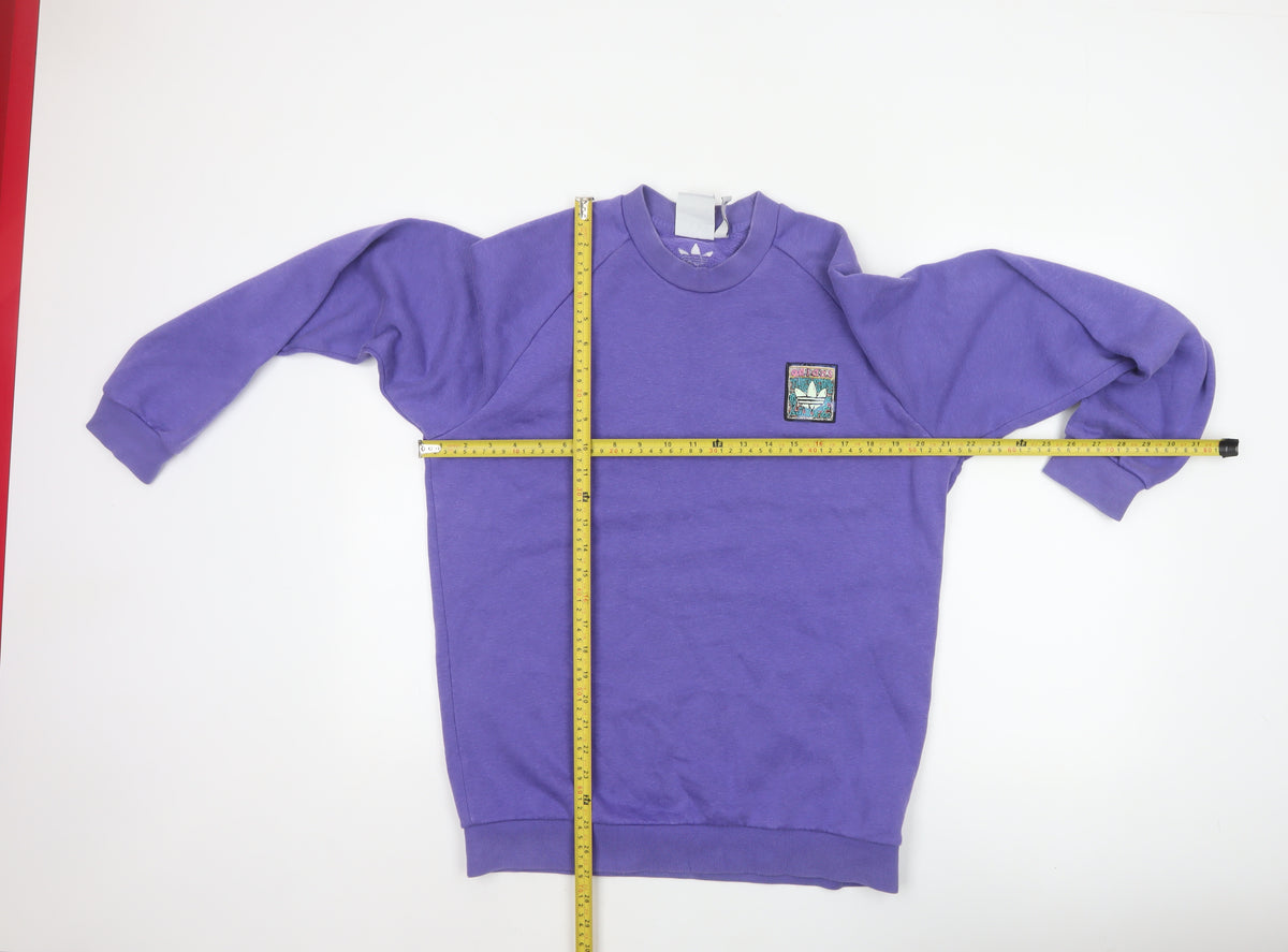 Adidas Men's Purple S Pullover Crew Neck Logo Fleece Sweatshirt