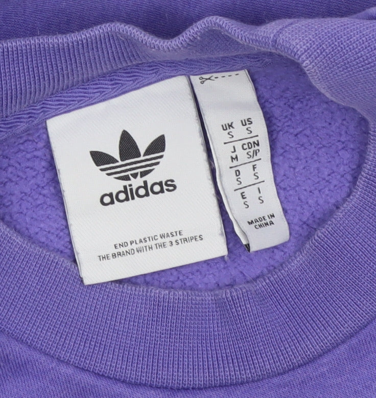 Adidas Men's Purple S Pullover Crew Neck Logo Fleece Sweatshirt