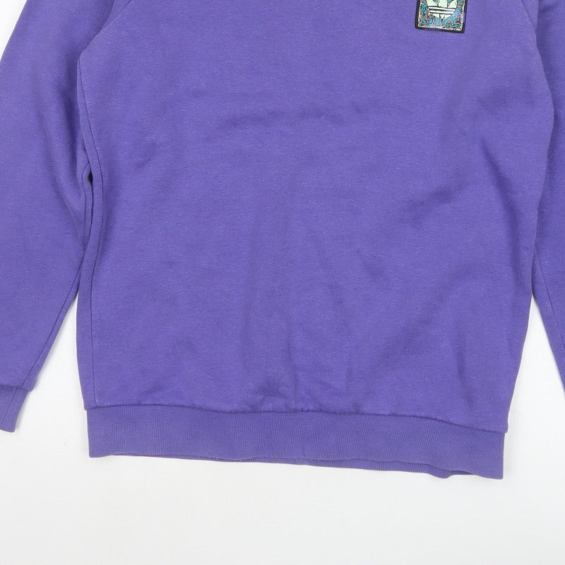 Adidas Men's Purple S Pullover Crew Neck Logo Fleece Sweatshirt