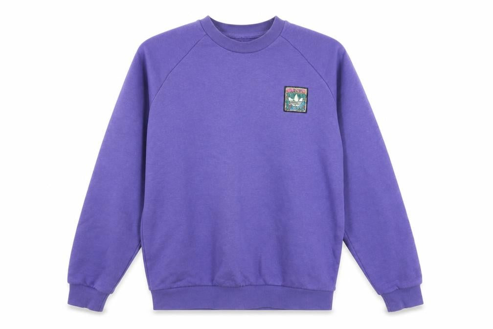 Adidas Men's Purple S Pullover Crew Neck Logo Fleece Sweatshirt