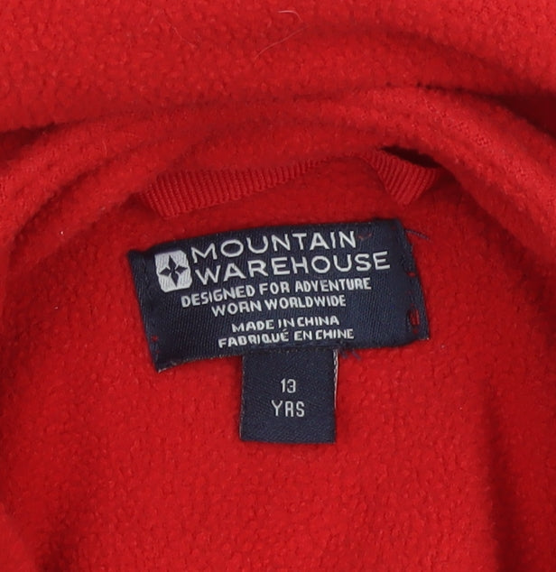Mountain Warehouse Boys Red 13 Years Fleece Full Zip Jacket Pockets