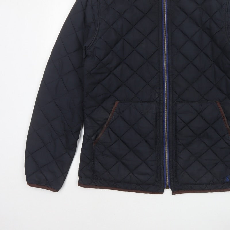Joules Men’s Navy M Quilted Full Zip Padded Jacket Stand Collar