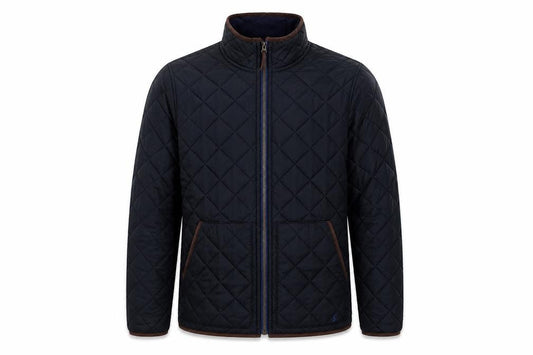Joules Men’s Navy M Quilted Full Zip Padded Jacket Stand Collar