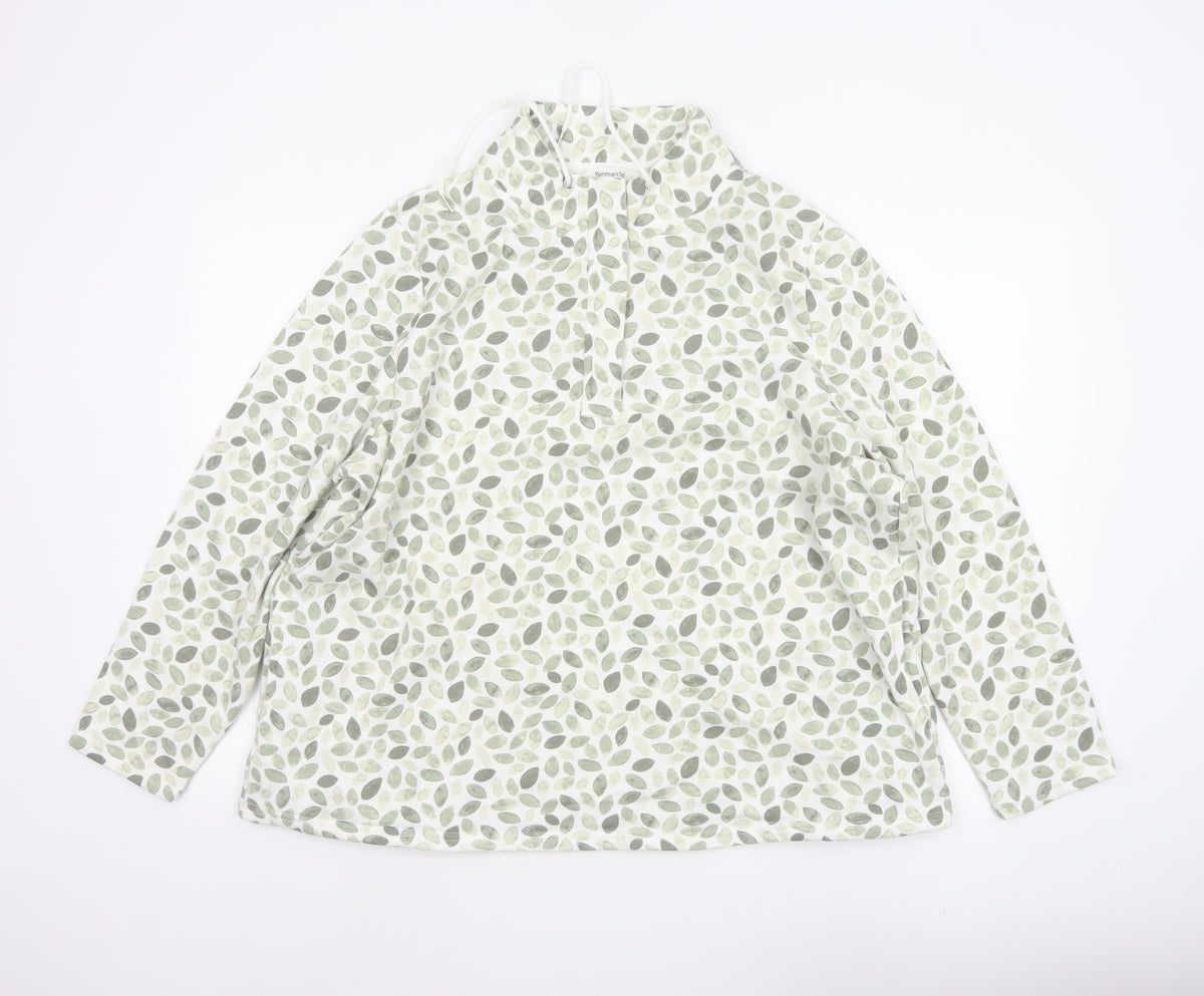 Bonmarché Women Green Leaf Print Hooded Pullover Sweatshirt Size 20