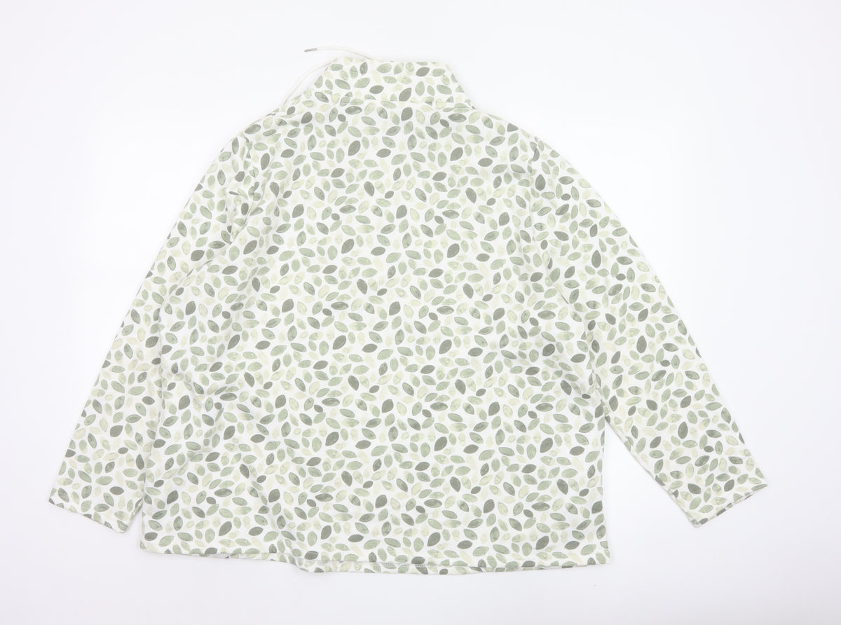 Bonmarché Women Green Leaf Print Hooded Pullover Sweatshirt Size 20