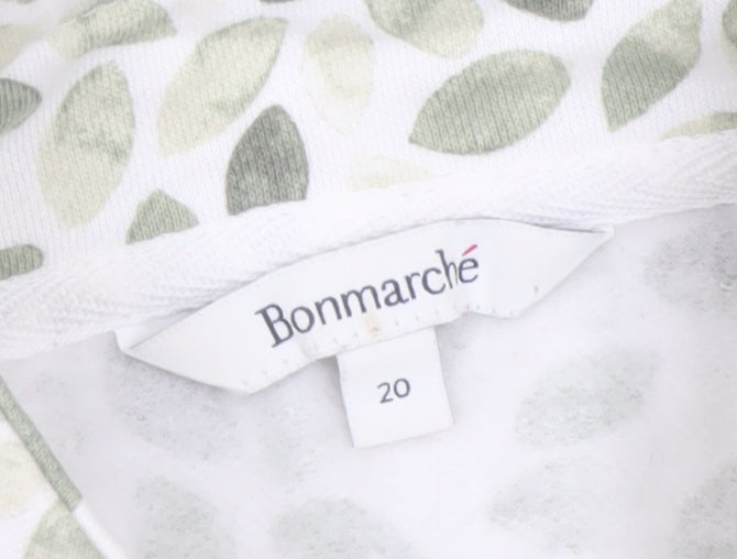 Bonmarché Women Green Leaf Print Hooded Pullover Sweatshirt Size 20