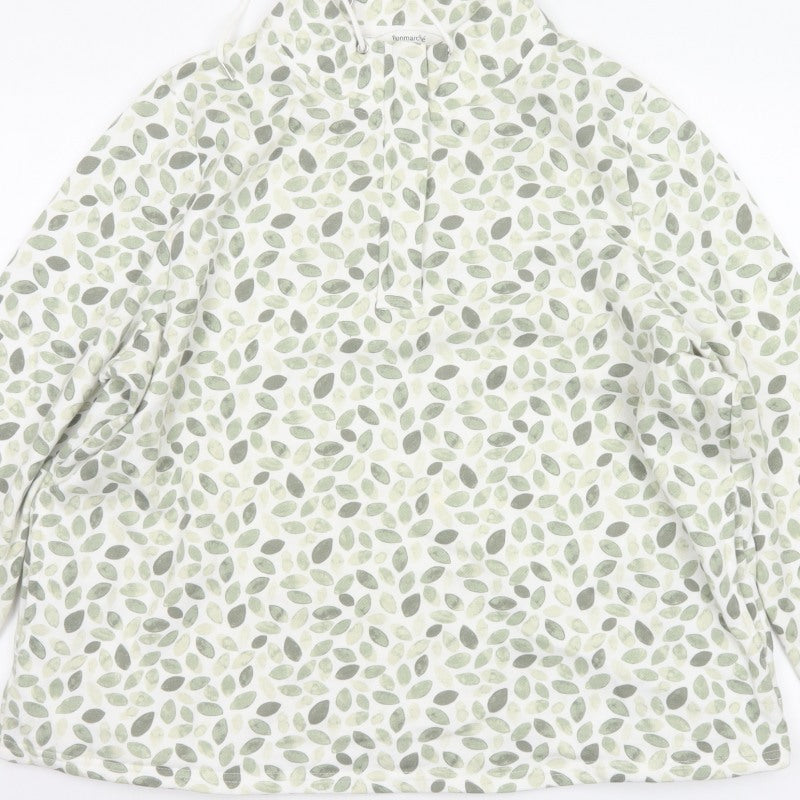 Bonmarché Women Green Leaf Print Hooded Pullover Sweatshirt Size 20