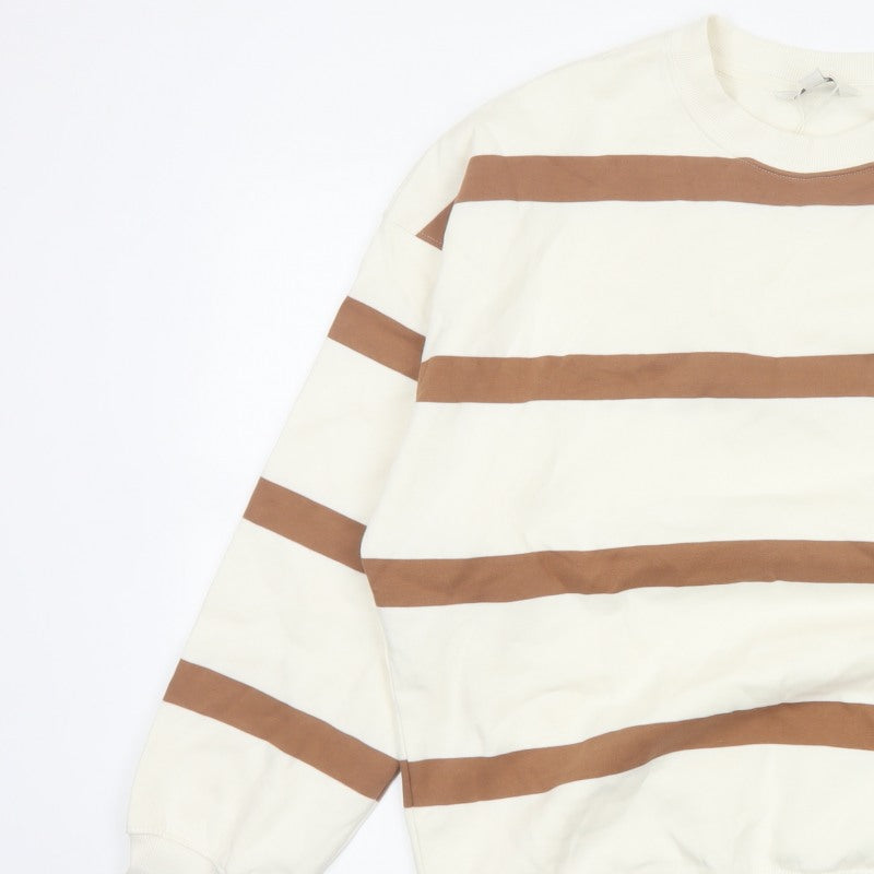 Marks & Spencer Women’s Ivory Brown Striped Pullover Sweatshirt M