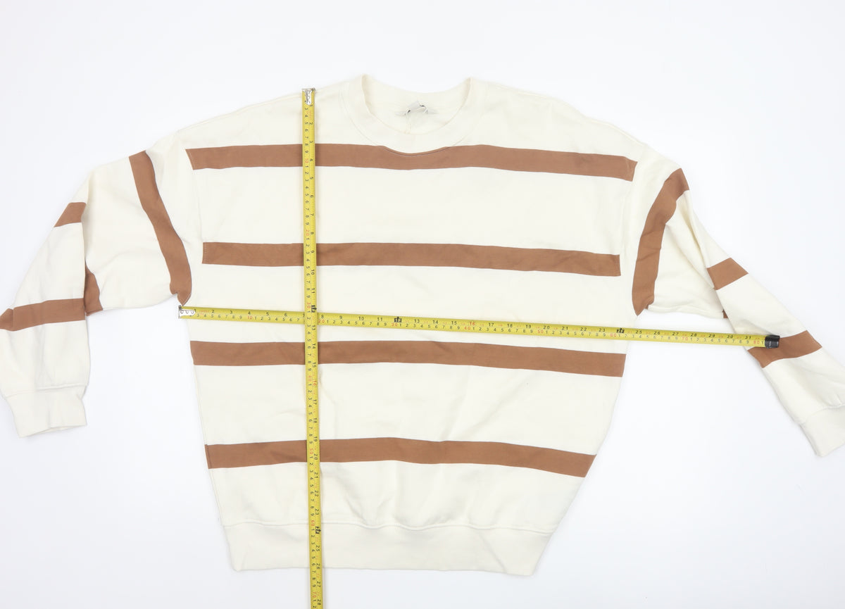 Marks & Spencer Women’s Ivory Brown Striped Pullover Sweatshirt M