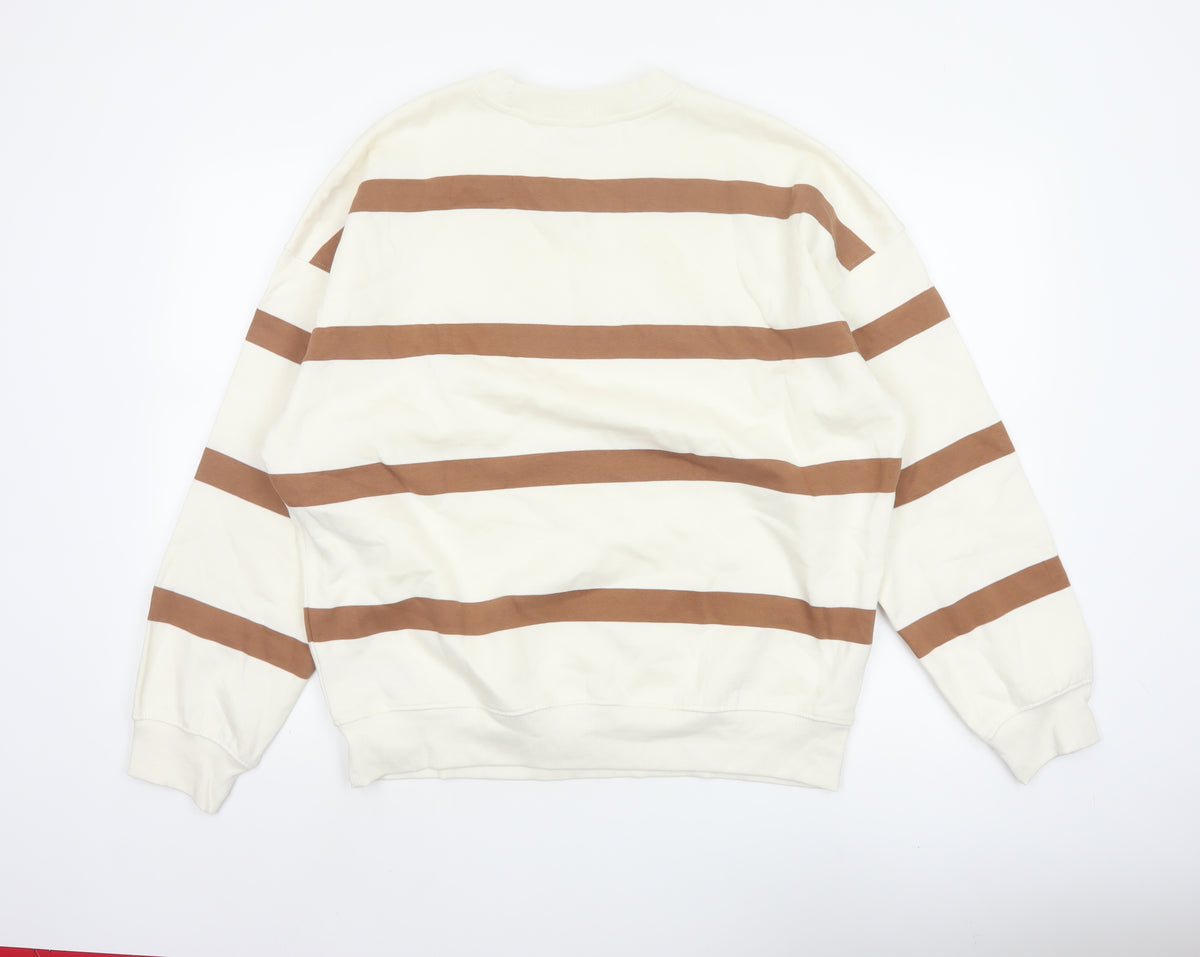 Marks & Spencer Women’s Ivory Brown Striped Pullover Sweatshirt M