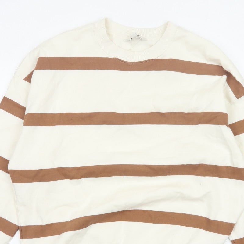 Marks & Spencer Women’s Ivory Brown Striped Pullover Sweatshirt M