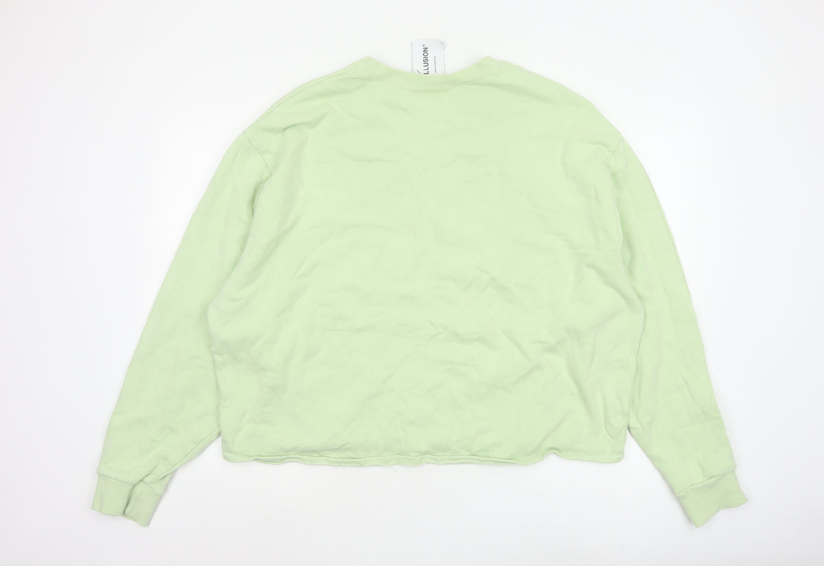 Collusion Women Green 3XL Oversized Crew Neck Cotton Sweatshirt