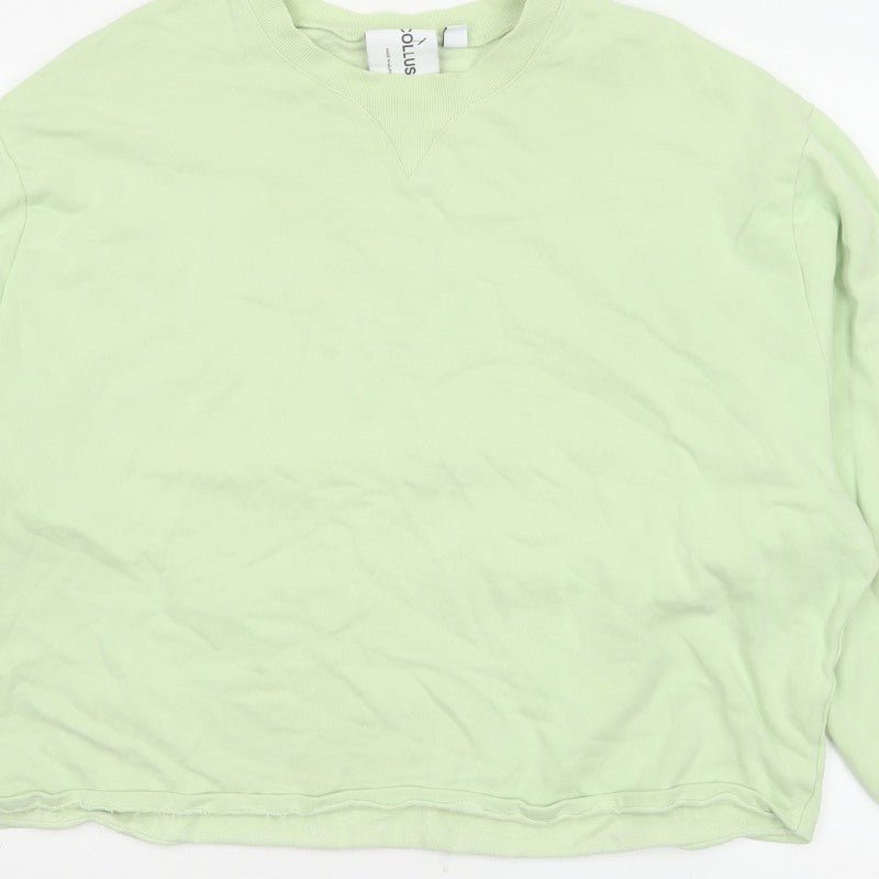Collusion Women Green 3XL Oversized Crew Neck Cotton Sweatshirt