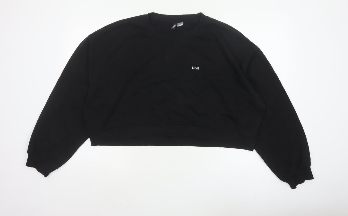 H&M Unisex Black UK 26 Love Print Crew Neck Pullover Sweatshirt