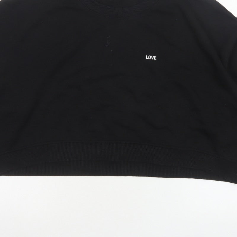 H&M Unisex Black UK 26 Love Print Crew Neck Pullover Sweatshirt