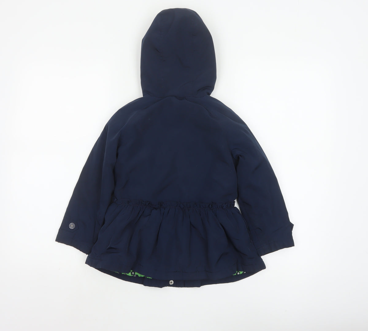 Next Girls Blue Hooded Button Coat 5 Years Floral Lining