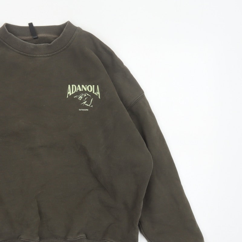 Adanola Women's Brown S Oversized Pullover Crew Neck Outdoor Sweatshirt