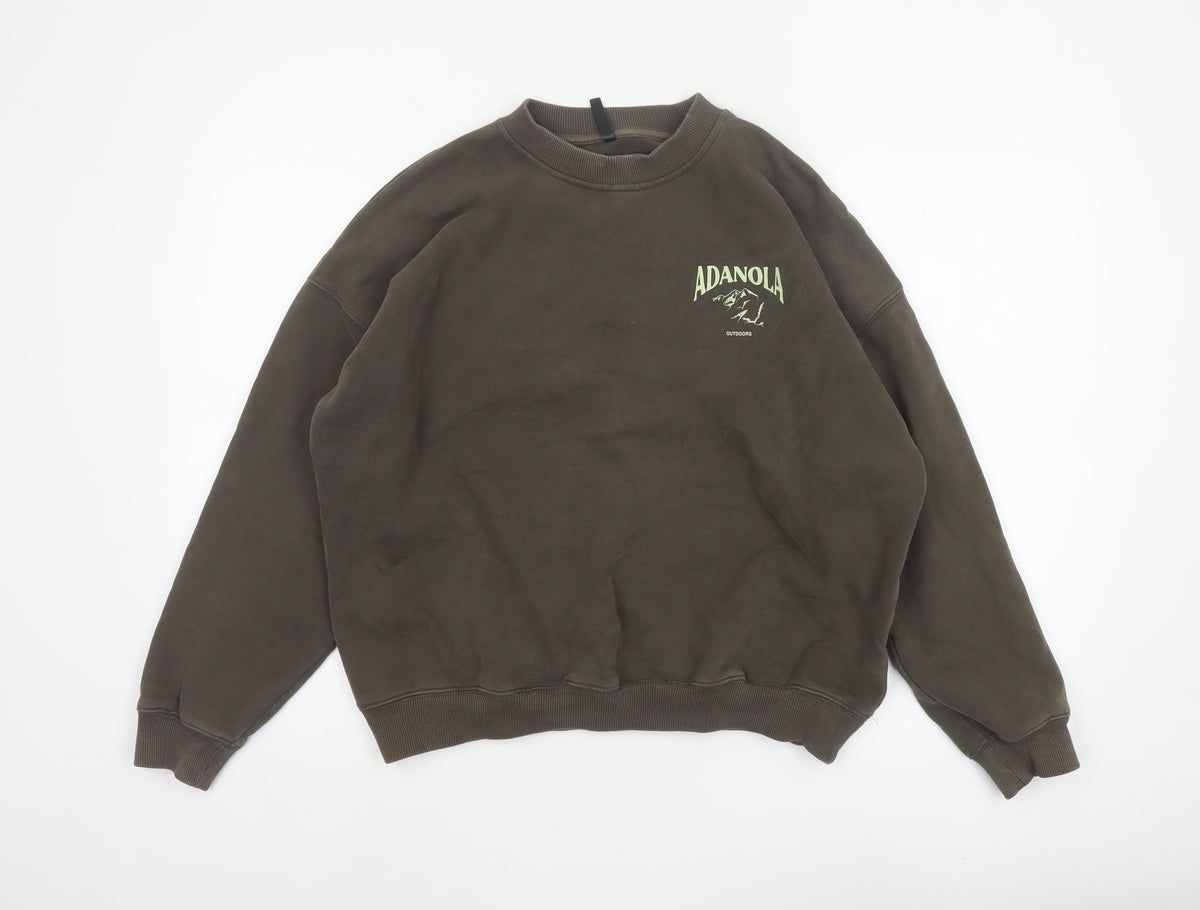 Adanola Women's Brown S Oversized Pullover Crew Neck Outdoor Sweatshirt