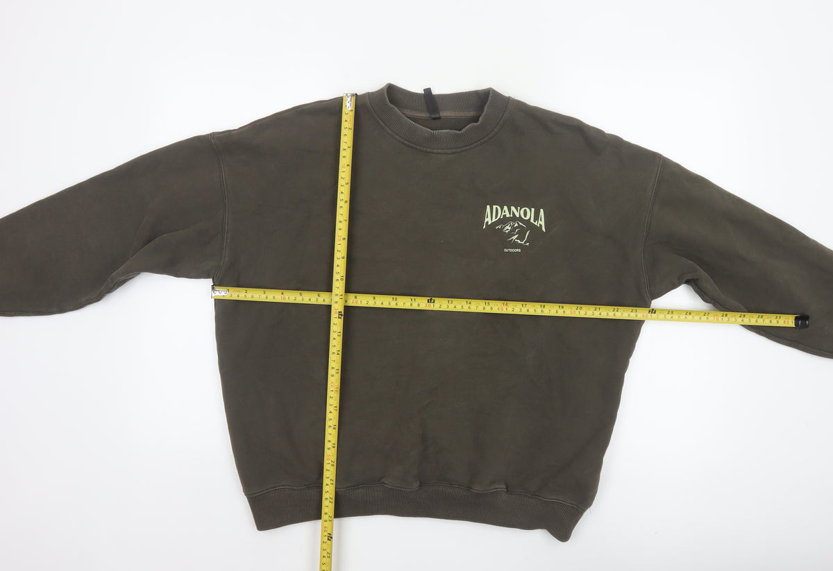 Adanola Women's Brown S Oversized Pullover Crew Neck Outdoor Sweatshirt